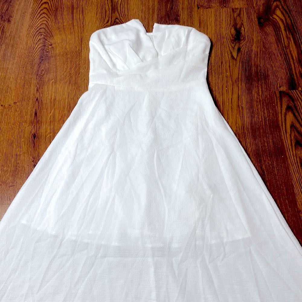 ๐ Elegant White Asymmetrical Strapless Maxi Dress ๐ NWT - Picture 6 of 12